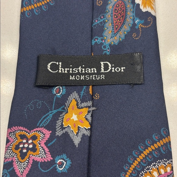 Christian Dior Paisley Silk Neckwear Tie Vintage - Picture 2 of 7
